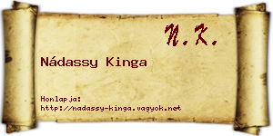 Nádassy Kinga névjegykártya
