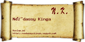 Nádassy Kinga névjegykártya